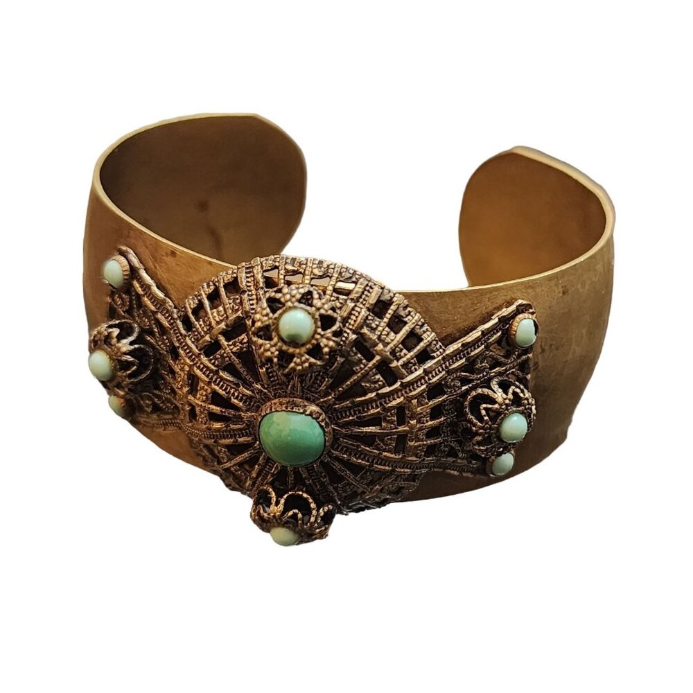 Vintage Unique Brass Cuff Bracelet (A2508)